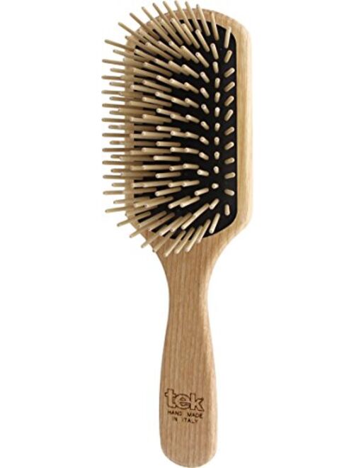 Tek paddle hairbrush in ash wood with long pins - Handmade in Italy