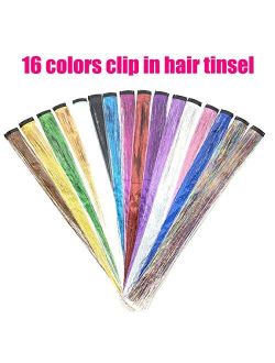46 Inch 12 Colors Hair Tinsel With Tools Kit, Fairy Hair Tinsel Strands KitHair Extension Tools Kit