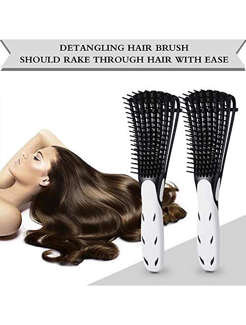 Detangling Brush for Curly Hair,Green Black Hair Detangler Brush,Afro Textured 3a to 4c Kinky Wavy,Natural Black Hair or Long Thick Hair,with Enhanced Brace Attachment