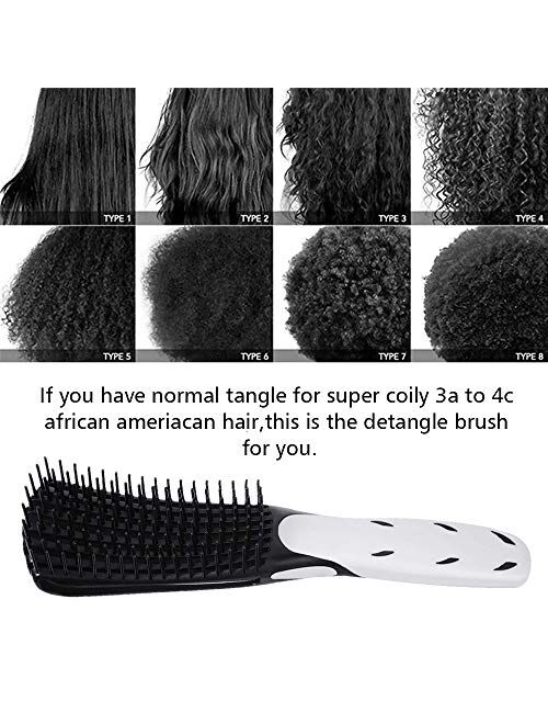 Detangling Brush for Curly Hair,Green Black Hair Detangler Brush,Afro Textured 3a to 4c Kinky Wavy,Natural Black Hair or Long Thick Hair,with Enhanced Brace Attachment