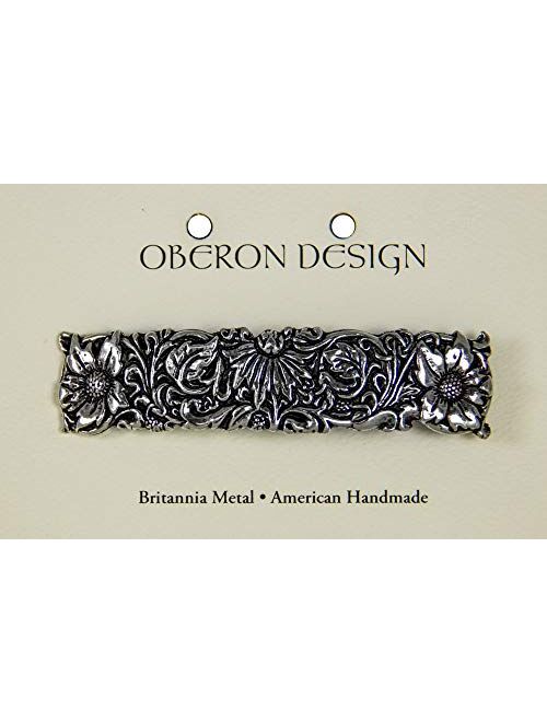 Wildflower Hair Clip, Medium Hand Crafted Metal Barrette Made in the USA with a 70mm Imported French Clip by Oberon Design