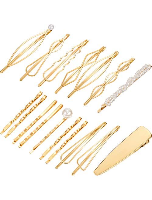 17 Pieces Hair Clip Geometric Hair Pins Metal Hairpin Hair Styling Jewelry Hair Clamps Accessories for Girl Women Weddings Parties