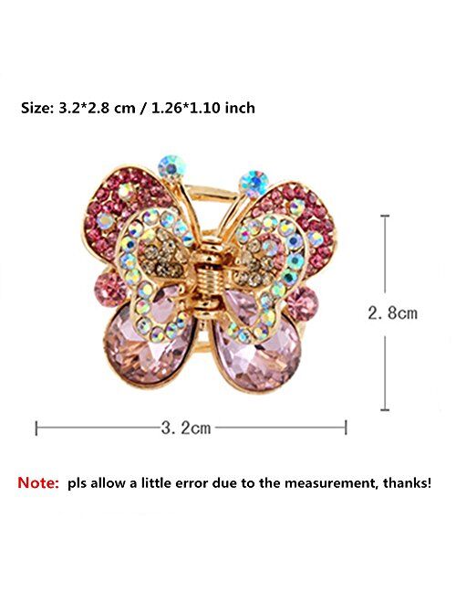 Casualfashion 4Pcs Rare Crystal Rhinestone Butterfly Bangs Clip Bow Hair Claw Gripper for Girl Women 1.261.10 inch