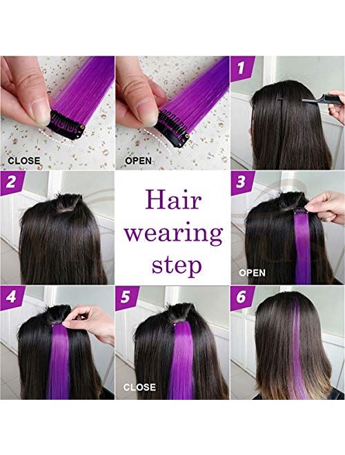 Rhyme Straight Color Clip in/On Hair Extensions for Girls and Kids