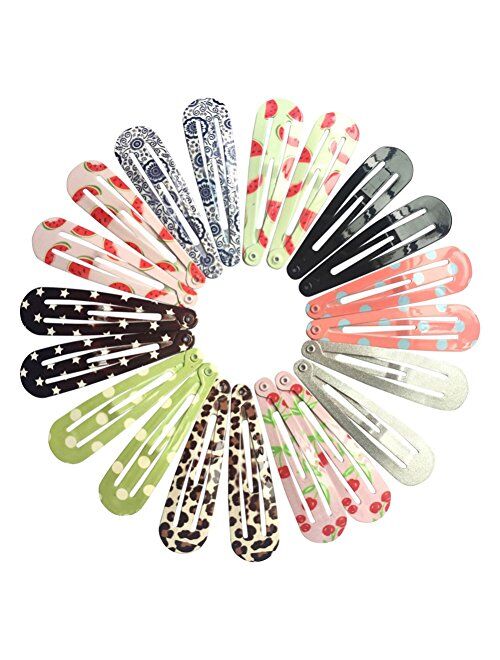 QtGirl Snap Hair Clips 48pcs 2.4" No Slip Metal Hair Clip Barrettes Hairpins for Girls Toddlers Kids Women Accessories in Pairs