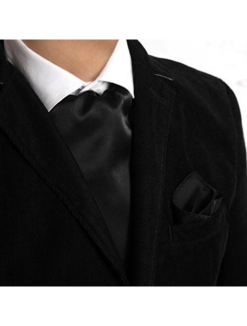 Dan Smith Men's Fashion Fabric Cravat Multicolors Solid Ascot Dress Gift With Free Gift Box