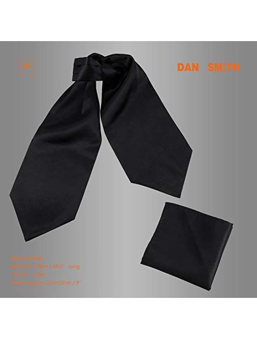 Dan Smith Men's Fashion Fabric Cravat Multicolors Solid Ascot Dress Gift With Free Gift Box