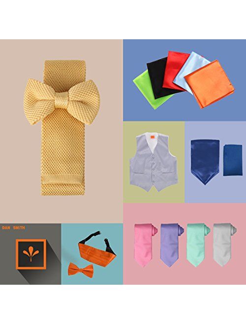 Dan Smith Men's Fashion Fabric Cravat Multicolors Solid Ascot Dress Gift With Free Gift Box