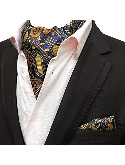 MOHSLEE Mens Stylish Striped Suit Tie Handky Silk Suit Necktie Pocket Square Set 