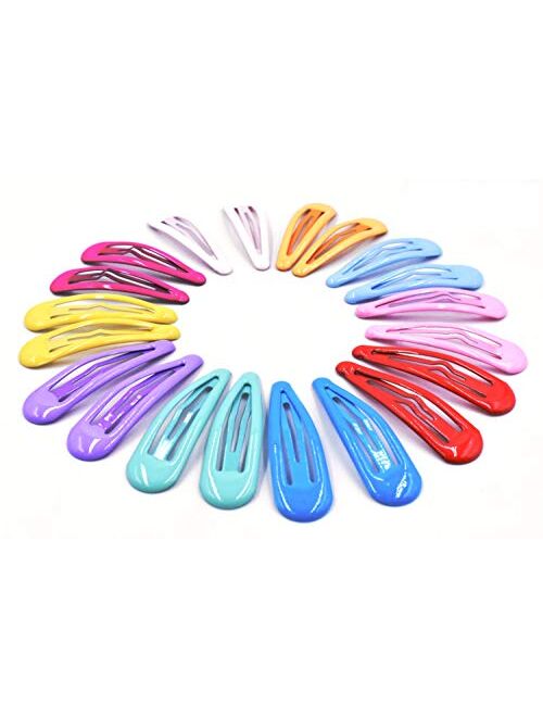 Art&Beauty 10 Pairs Colorful Assorted Color Glossy Snap Prong Clips Bendy Hair Clips Barrettes for Ladies Girls Women Adults Hair Bows