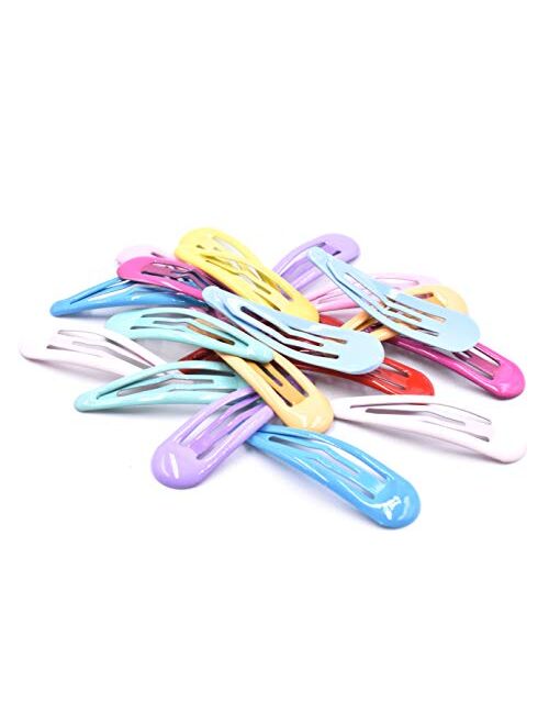 Art&Beauty 10 Pairs Colorful Assorted Color Glossy Snap Prong Clips Bendy Hair Clips Barrettes for Ladies Girls Women Adults Hair Bows