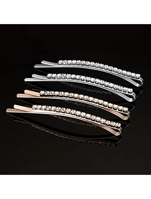16 Pieces Rhinestone Bobby Pin Metal Hair Clips Clear Crystal Hair Pin Decorations for Lady Women Girls