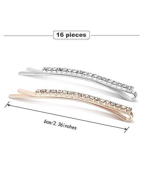16 Pieces Rhinestone Bobby Pin Metal Hair Clips Clear Crystal Hair Pin Decorations for Lady Women Girls
