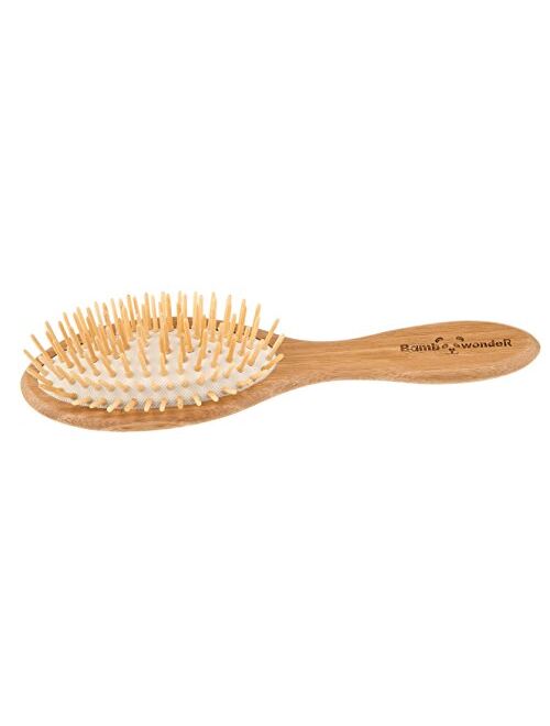Bamboo Hair Brush, 100% Natural Hair Brush with Bamboo Bristles for All Hair Types, Anti Static Detangler, Small & Lightweight Hair Comb, Massage Scalp for Strong Healthy