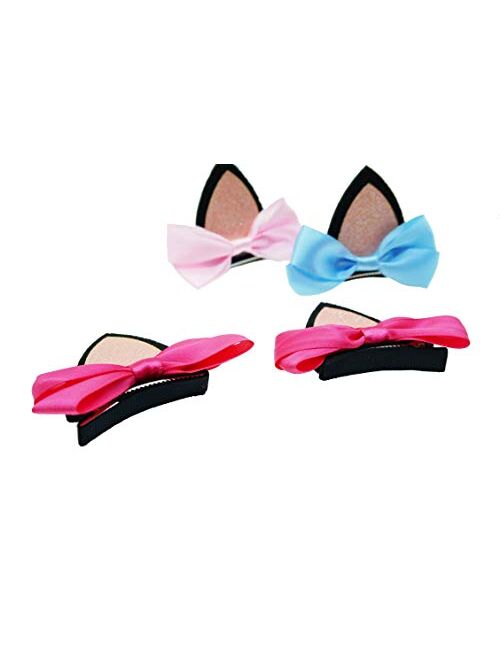 ThEast Hair Clips Cute Glitter Sparkly Cat Ear Hair Pins, Animal Barrettes for Girls, Loveliness Handwork Hair Daily Wearing Party Decoration