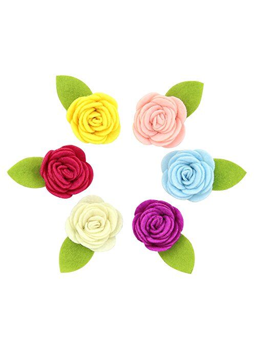 QtGirl Mini Felt Hair Clips Felt Flower Hair Accessories Non Slip Barrettes for Baby Girls Toddlers Kid Party Favor In Pairs 20Pcs