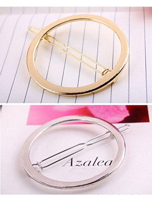 BeautyMood 6pcs Minimalist Dainty Gold Silver Hollow Geometric Metal Hairpin Hair Clip Clamps,Circle, Triangle and Moon