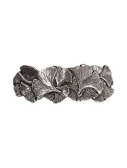 Ginkgo Hair Clip, Medium Hand Crafted Metal Barrette Made in the USA with a 70mm Imported French Clip by Oberon Design
