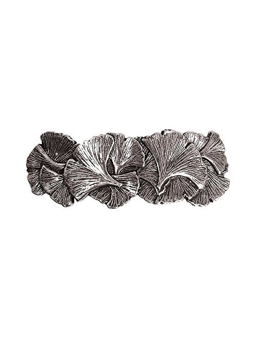 Ginkgo Hair Clip, Medium Hand Crafted Metal Barrette Made in the USA with a 70mm Imported French Clip by Oberon Design
