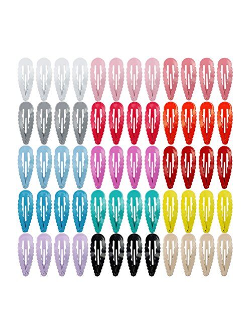60pcs Snap Hair Clips 30 Pairs 2 Inch No Slip Metal Hair Clip Barrettes Accessories for Toddlers Girls Kids Women (Solid Color)