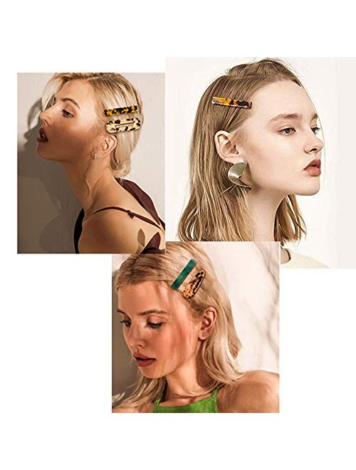 Syeenify Fashion Hair Clips Set, 20 PCS Pearls Hair Clips Acrylic Resin Hair Barrettes, Hollow Geometric Hair Clip Hairpins for Women Girls and Ladies Headwear Styling To