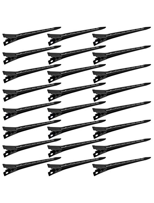 24 Packs Duck Bill Clips, Bantoye Rustproof Metal Alligator Curl Clips with Holes for Hair Styling, Hair Coloring