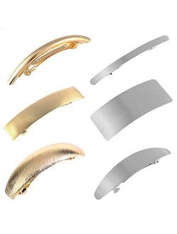 Hair Clips for Women Ladies, Funtopia 6 Pcs Simple Fashion Metal Hair Clips French Styles Hair Barrettes for Medium and Thick Hair, No Slip and Durable Automatic Clasp (G
