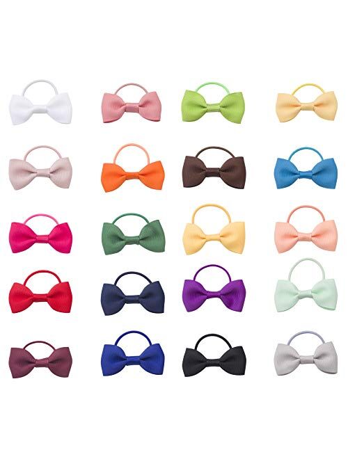 VINOBOW 40Piece 2 Baby Hair Ties Elastic Bows Ponytial Hair Barrettes For Babies Girls Toddlers