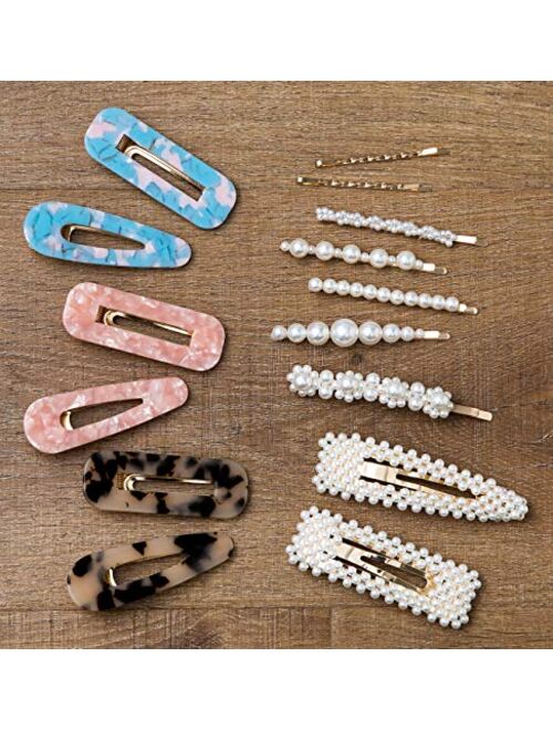 20/15 Pcs Pearl Hair Clip for Women Acrylic Hair Clips Gifts for Girls Pearl Hair Pins for Girls Hair Barettes for Women Hair Accessories for Party Wedding