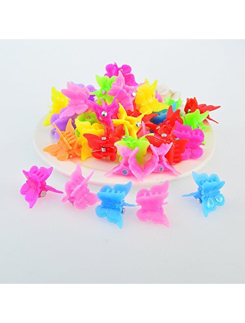 100 Packs Assorted Color Butterfly Hair Clips, Bantoye Girls Beautiful Mini Butterfly Hair Clips Hair Accessories for Girls and Women, Random Color