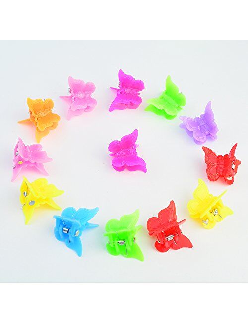 100 Packs Assorted Color Butterfly Hair Clips, Bantoye Girls Beautiful Mini Butterfly Hair Clips Hair Accessories for Girls and Women, Random Color