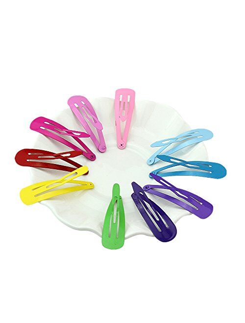 100pcs 2 Inch Hair Clips No Slip Metal Hair Clips Snap Barrettes for Girls Toddlers Kids Women Accessories 20 Colors (Assorted Color)
