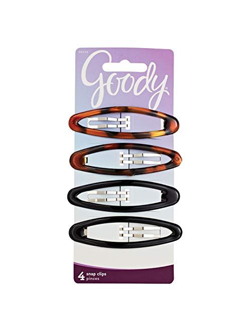 Goody Snap Hair Clips, Big Oval Epoxy, 4-count "Assorted Colors"