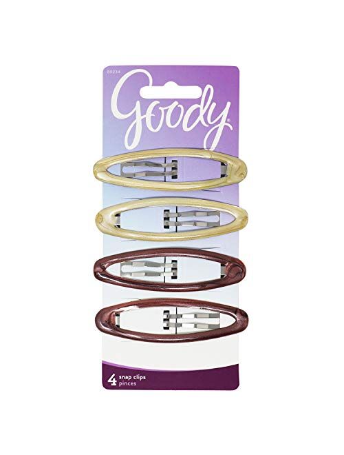 Goody Snap Hair Clips, Big Oval Epoxy, 4-count "Assorted Colors"