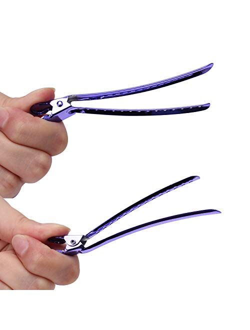 Metal Alligator Hair Clips - Rustproof Metal Curl Styling Salon Alligator Hair Clips, for Holes for Hair Styling - purple, 12 Packs