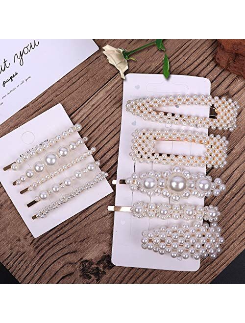 Pearls Hair Clips for Women Girls, Allucho Fashion Gold Hair Barrettes for Wedding Festival Christmas Gifts