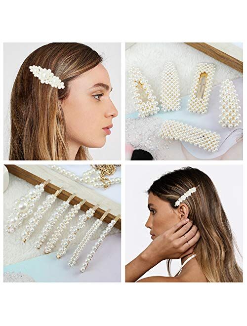 LAXIZAR 18 Pcs Pearl Hair Clips Large Hair Clips Pins Barrette Hair for Women Girls Fashion Hair Accessories
