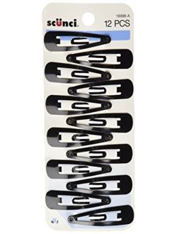 Scunci Countour, Snap Hair Clips, Black - 12 Count