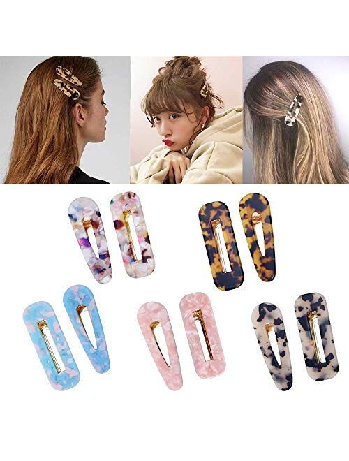 10 Pcs Acrylic Resin Hair Barrettes Fashion Geometric Alligator Hair Clips for Women and Ladies Hair Accessories