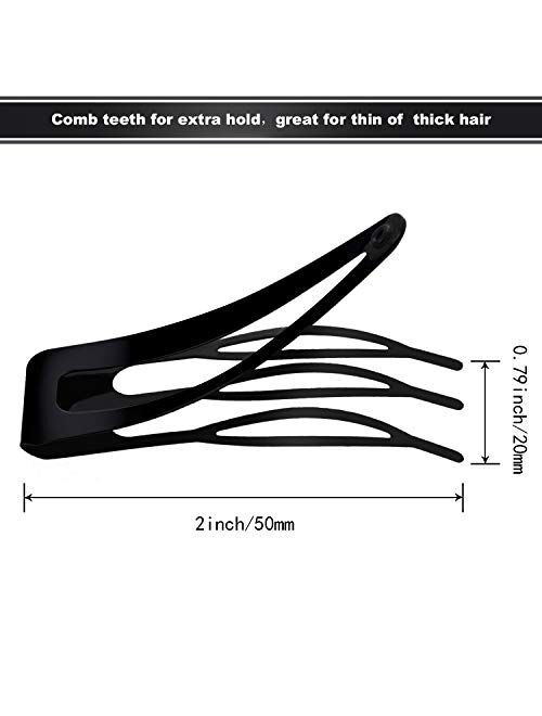 24 Pieces Double Grip Black Hair Clips Metal Snap Hair Clips Hair Barrettes for Hair Making, Salon Supplies