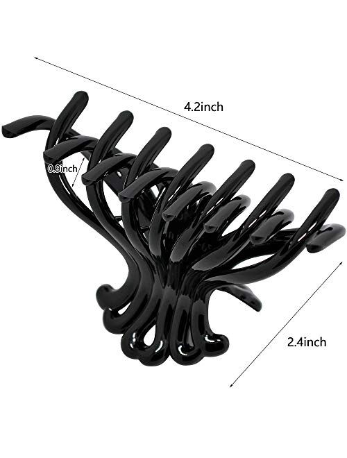 LONEEDY 10 Pack Black Jaw Clips For Thick Hair, Non-slip Hair Claw Clip for Women and Girls