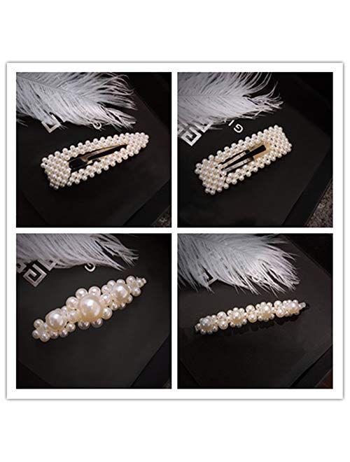 Pearls Hair Clips for Women Girls - 4pcs Large Bows/Clips/Ties for Birthday Valentines Day Gifts Bling Hairpins Headwear Barrette Styling Tools Accessories