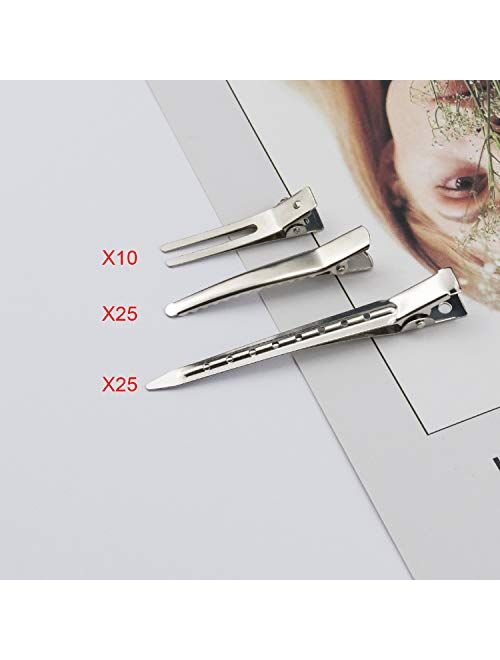 EAONE 60 Pieces Alligator Hair Clips, Duck Bill Metal Hair Clip Professional Sectioning Clips Hairpins Assorted Size(1.80 Inch,2.36 Inch,3.5 Inch) for Salon Women Girls B