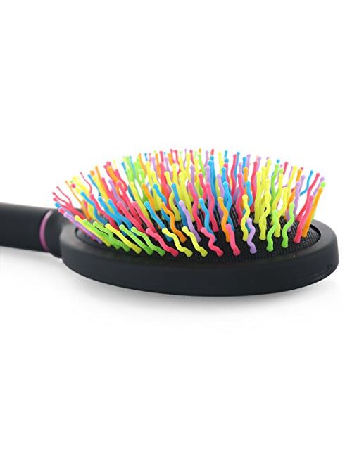 OneDor Rainbow S-Curve Ball tipped Bristles Air Volum Hair Brush with Flexible Cushion Base for Hair | Detangling Comb