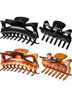 Bememo 4 Pieces Plastic Hair Claw Clips Women Thick Hair Claw Clamps