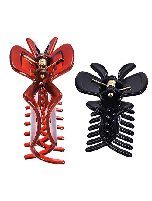 Bememo 4 Pieces Plastic Hair Claw Clips Women Thick Hair Claw Clamps