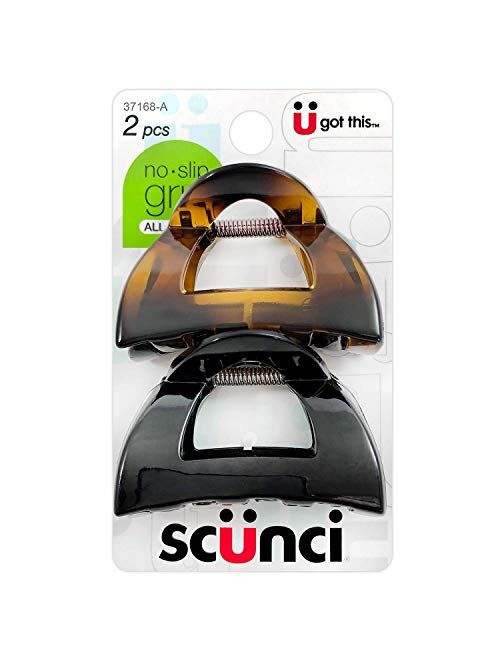 Scunci No-Slip Grip 5.5 cm Jaw Clips, All Day Hold, 2-Count Per Pack (1-Pack Total)