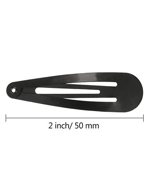 Hotop 50 Pack Snap Hair Clips Hair Barrettes for Women, 50 mm (Black)