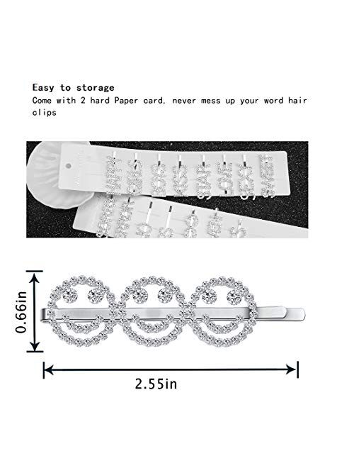 Word Hair Clips for Women, 15 Pcs Crystal Letter Hair Pins for Women, Rhinestone YES No HAPPY KISS SORRY BOSS and Other Letter Hair Barrette for Women