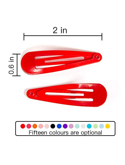 60PCS Snap Hair Clips, ASFOS Premium Kids Barrettes Metal Non Slip Hair Bow Clips for Girls Toddler, 2 Inch 15 Colors